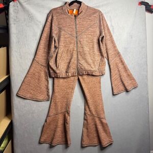 Free People Tanish 2 pce set flared pants cute matching jacket w-trumpet sleeves